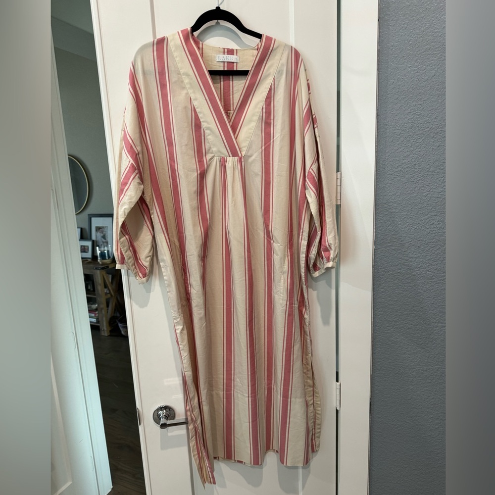 LARKIN Pink & Cream Stripe V-Neck Maxi Dress